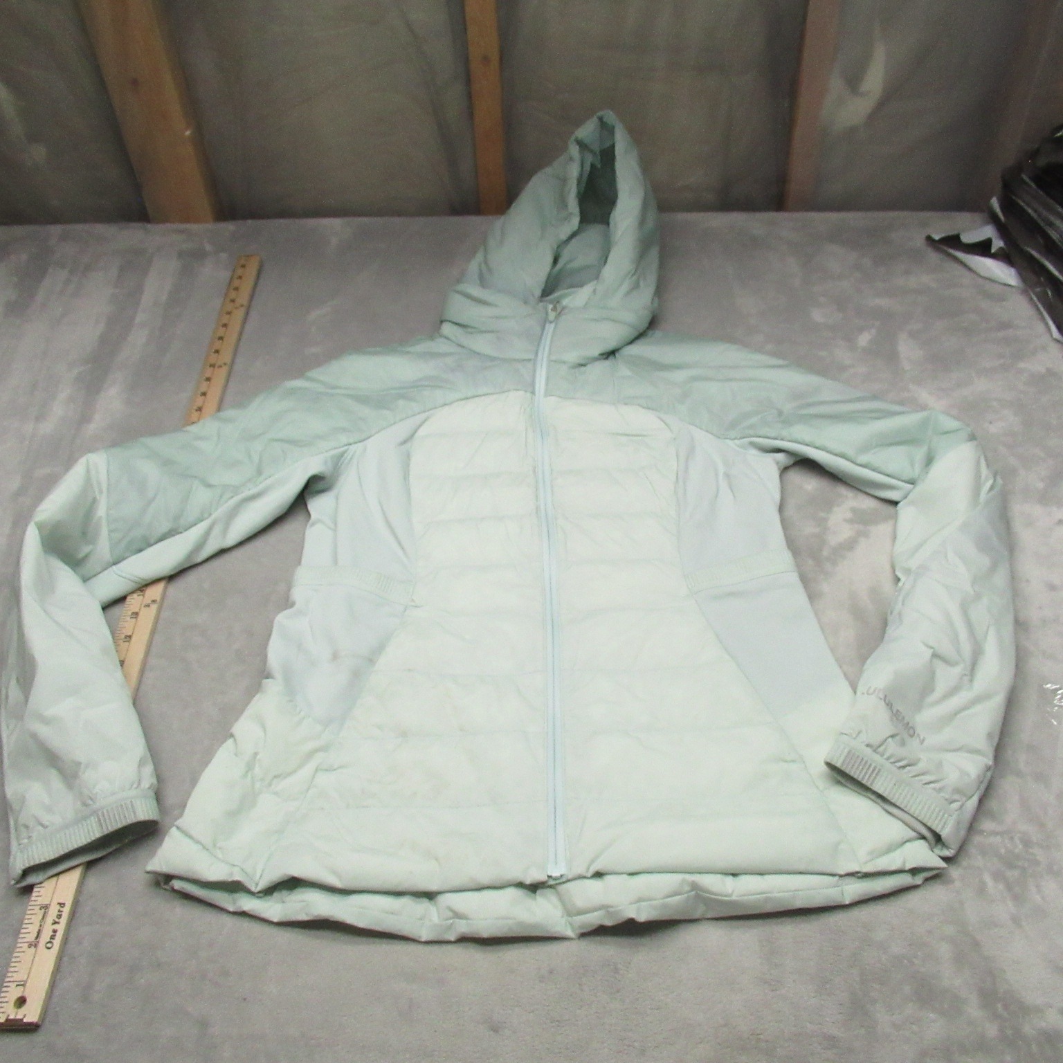 Lululemon Down Jacket Womens 10 For It All Green Puffer Wind Rain Warm Insulated